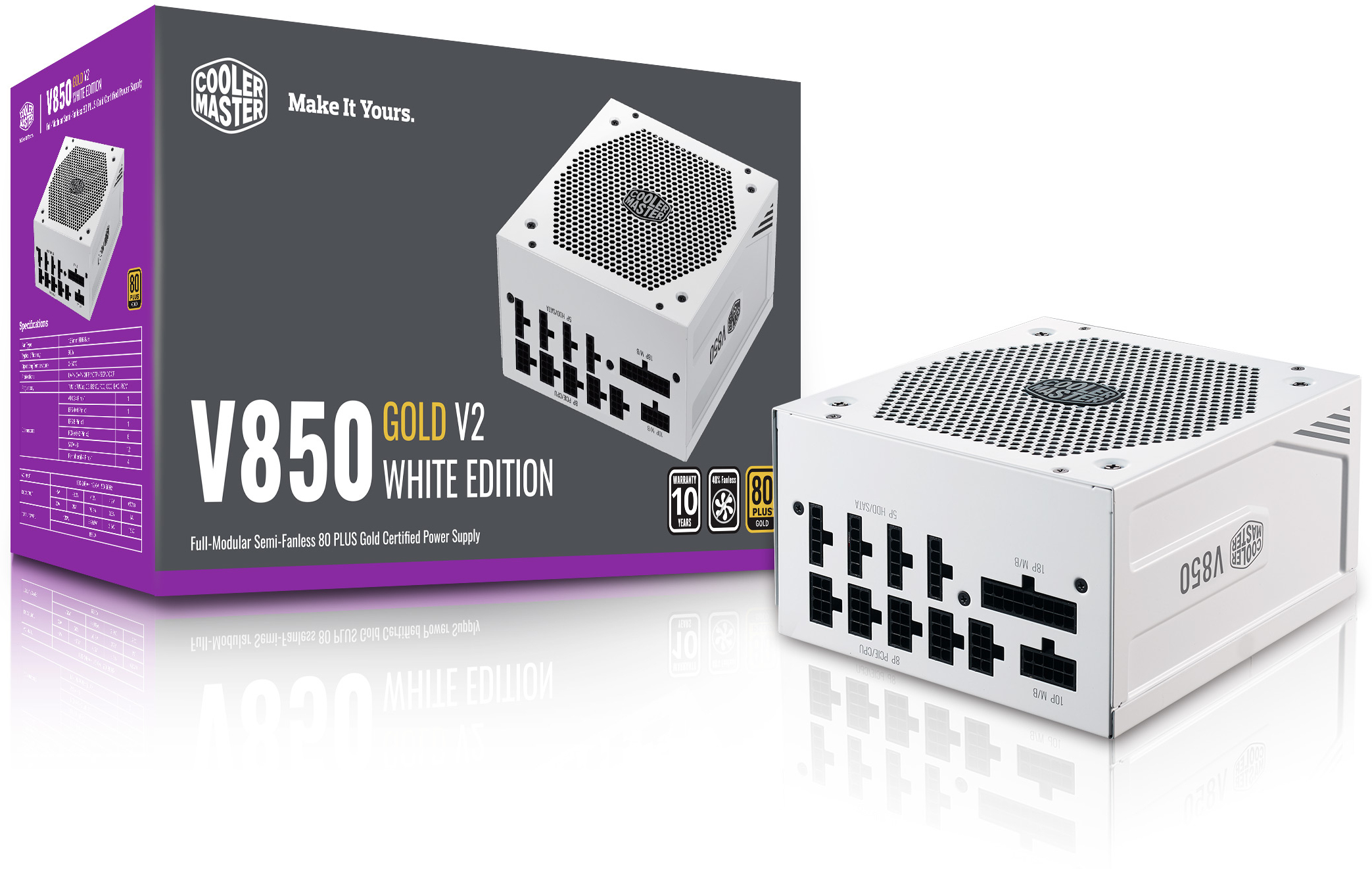 Cooler Master V850 Gold-V2 White Edition unidad de