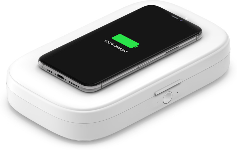 Belkin Boostcharge Blanco interior esterilizador uv cargador elimina hasta 99 de las bacterias limpia teléfonos llaves tarjetas para iphone samsung y google adaptador incluido smartphone sin