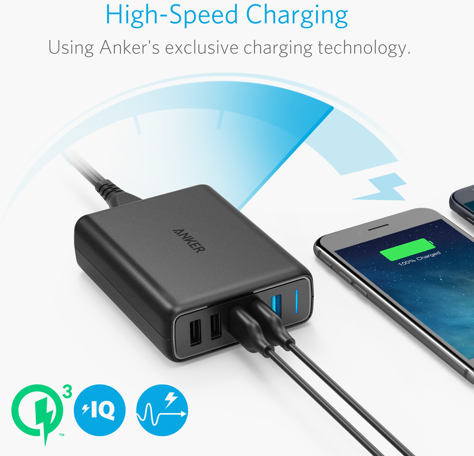 Anker Anker PowerPort Speed 5 Negro Interior