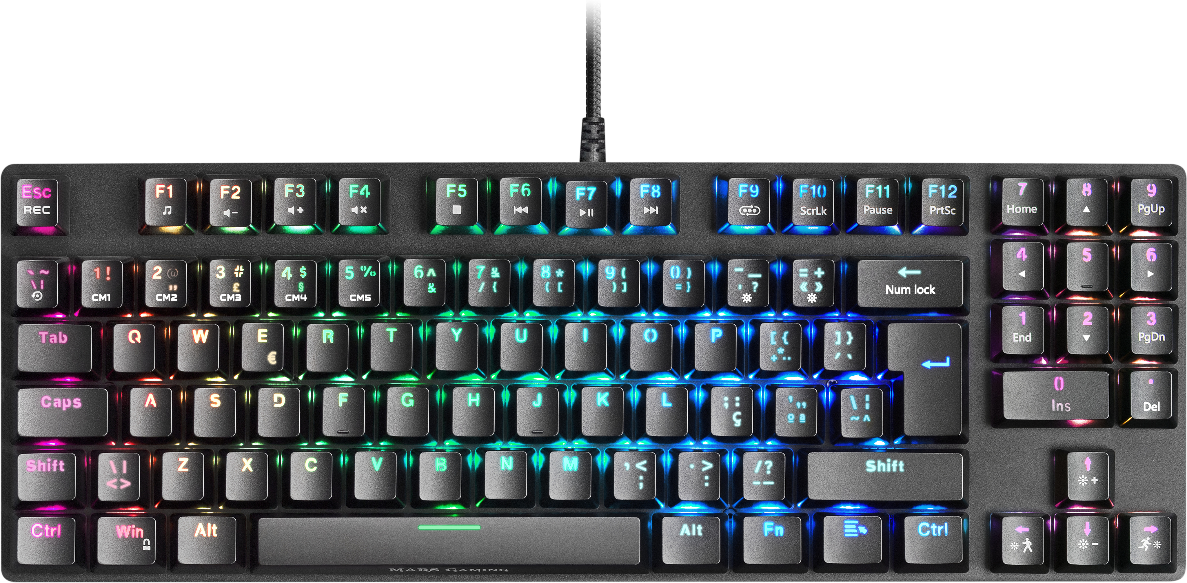 Mars Gaming Mkrevoprobpt negro teclado hmech rgb tamaño compacto tkl y pad switch outemu pro azul idioma blue usb layout