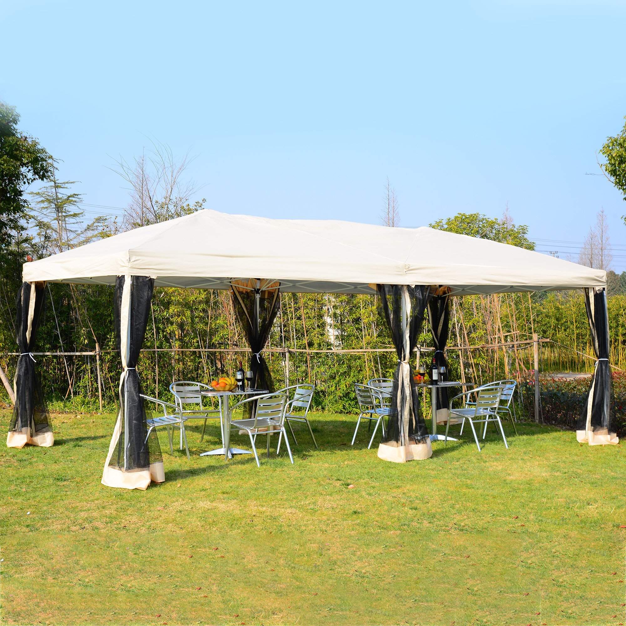 Outsunny Carpa 591x297cm Plegable Gazebo para Jardín Cenado
