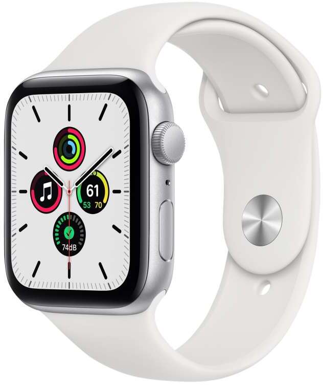 Apple Watch SE plata 44mm correa deportiva blanca