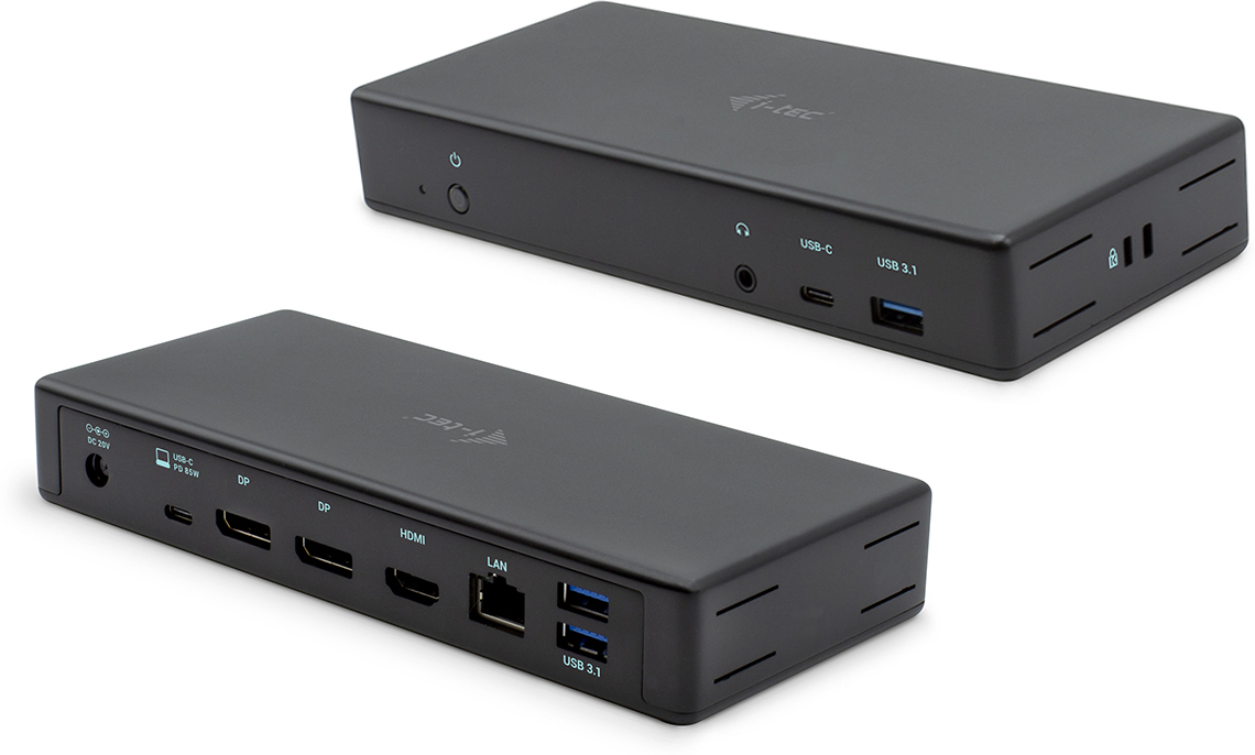 Itec Usbc 3x4k docking station 2x displayport 1x hdmi glan 3x 3.1 audiomic power delivery 85w 3 4krj45