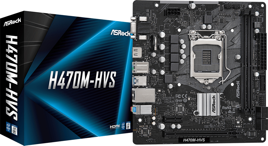 Asrock Asrock H470M-HVS Intel H470 LGA 1200 micro ATX