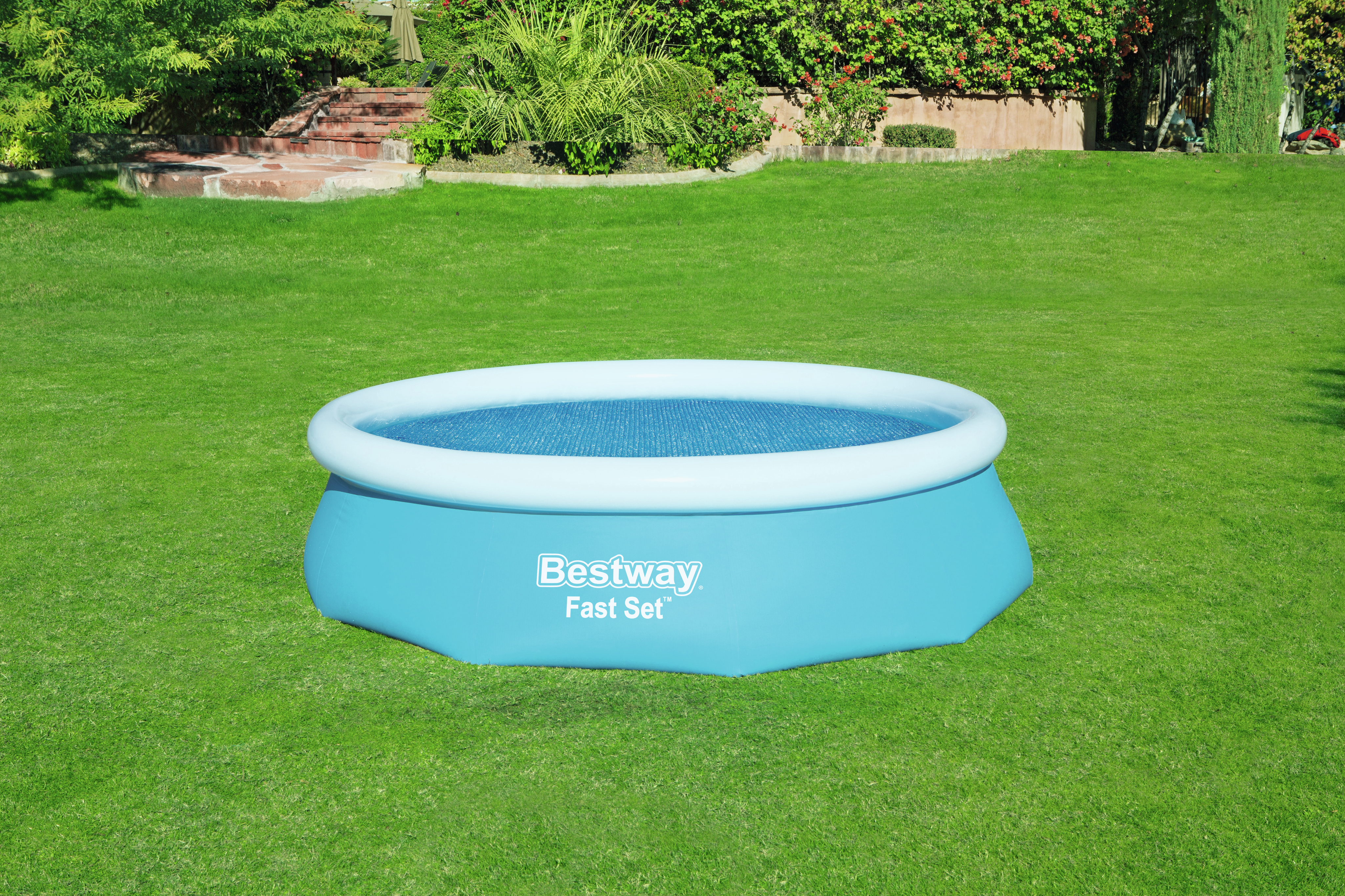 Bestway 58241 Accesorio para piscina cubierta sola cobertor desmontable 125 kg redonda ø289 cm pvc resistente al azul