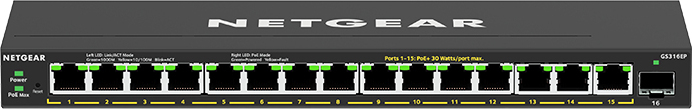 Netgear Netgear GS316EP-100PES switch Gestionado Energía s