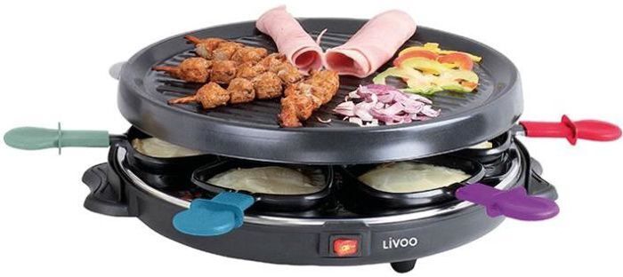 Livoo Parrilla raclette negra para 6 personas