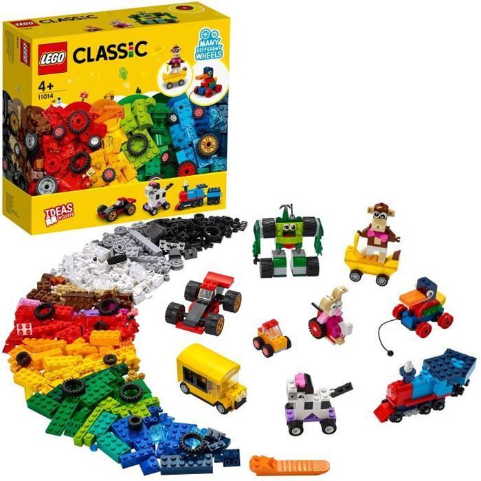 Lego Classic Piezas y ruedas 11014 multicolor edad ‍4 años juguete de creativo ladrillos para coches trenes juego niños +4 robot
