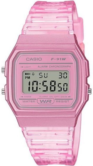 Reloj Digital Casio vintage mujer acero y resina rosa collection f91ws4ef crono