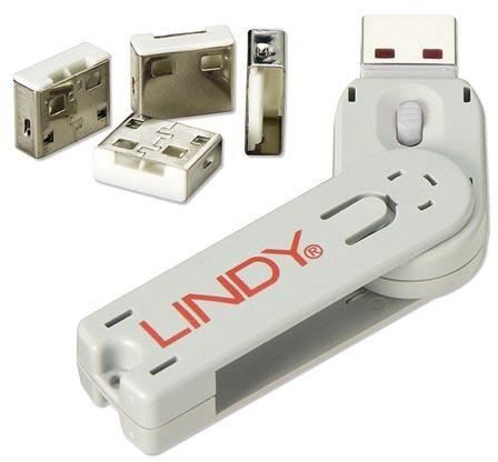Lindy Candados de puerto USB: 1 llave de desbloqueo USB y 4 candados