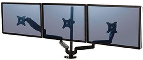 Soporte Monitor Fellowes 8042601 triple brazo negro para platinum series ajustable con funciones inclinación giro y 2 puertos usb tamaño del 27 mesa pantallas