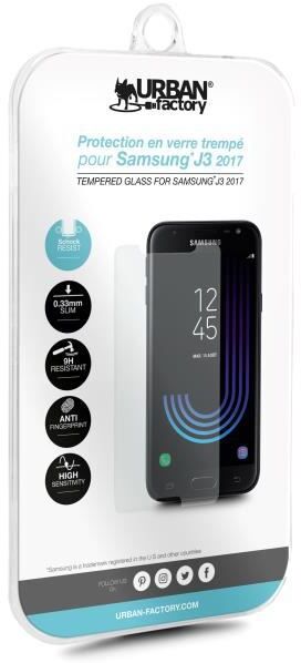 Urban Factory Protector de pantalla para samsung j3 2017 vidrio templado antihuellas y antiarañazos resistente los golpes