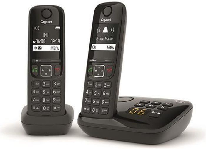 Gigaset Teléfono Fijo GIGASET AS690 A Duo Negro