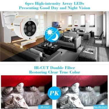High-Tech & Bien-Etre LCC® 720P 1.0MP Cámara IP HD 6 LED 1/2 Pulgada CMO