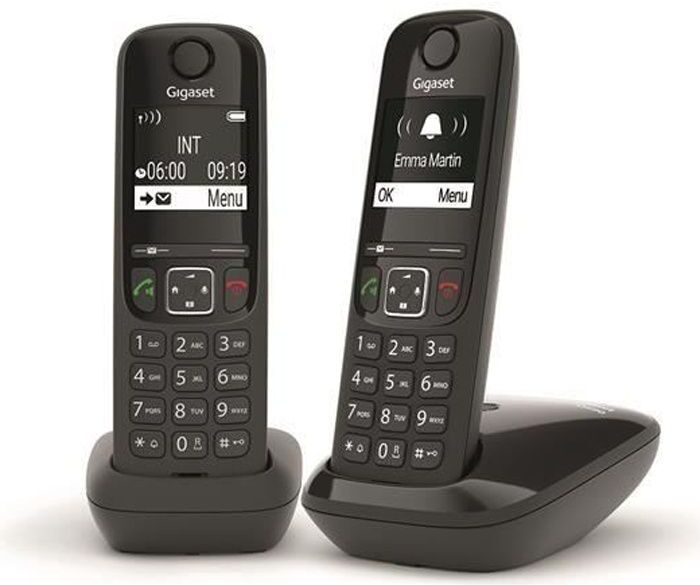 Gigaset GIGASET Teléfono Fijo AS690 Duo Negro
