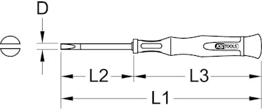 KS TOOLS Destornillador para electrónica ranurado, 2,4 mm