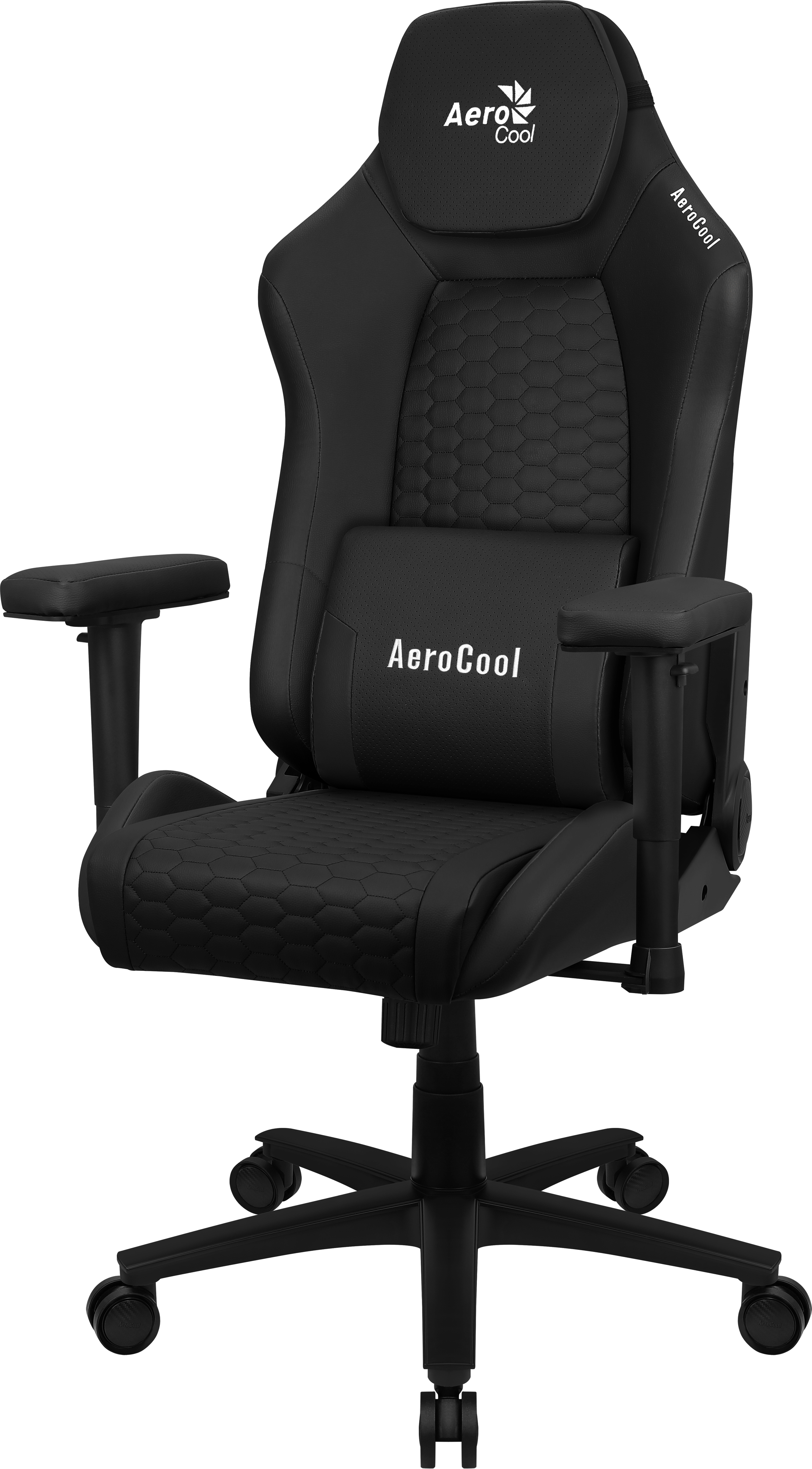 Aerocool CROWNBK Negro, Silla Gaming Ergonómica, Cojines Ajustables, Cuero Sintético Premium