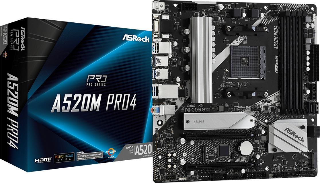 Asrock Asrock A520M Pro4 Zócalo AM4 micro ATX