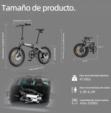 Xiaomi Bicicleta eléctrica urbana HIMO Z20 Max, 36V, Auto