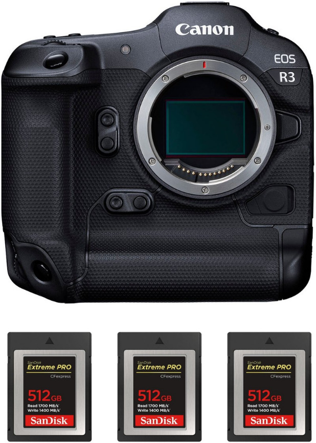 Canon EOS R3 Cuerpo + 3 SanDisk 512GB Extreme PRO CFexpr