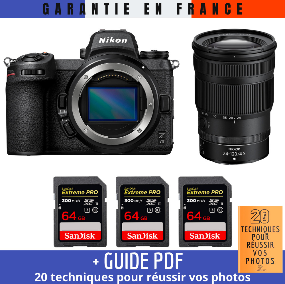 Nikon Z7 II + Z 24-120mm f/4 S + 3 SanDisk 64GB Extreme