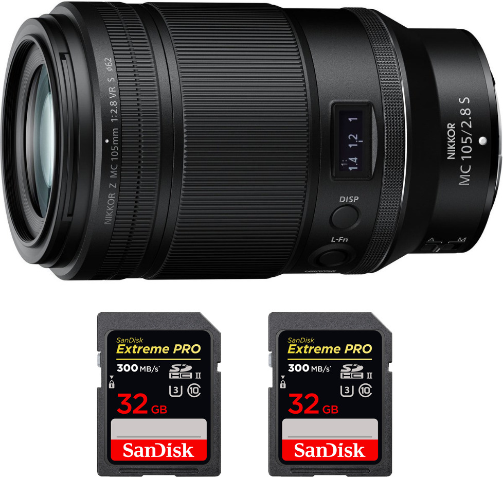 Nikon Z MC 105mm f/2.8 VR S Macro + 2 SanDisk 32GB UHS-I