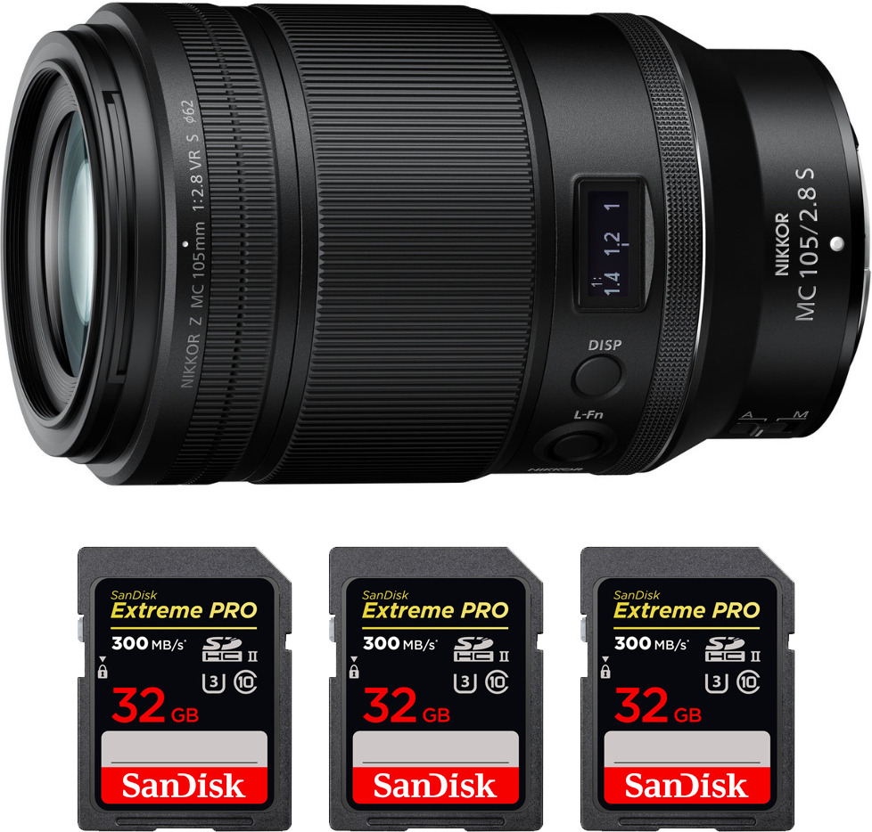 Nikon Z MC 105mm f/2.8 VR S Macro + 3 SanDisk 32GB UHS-I