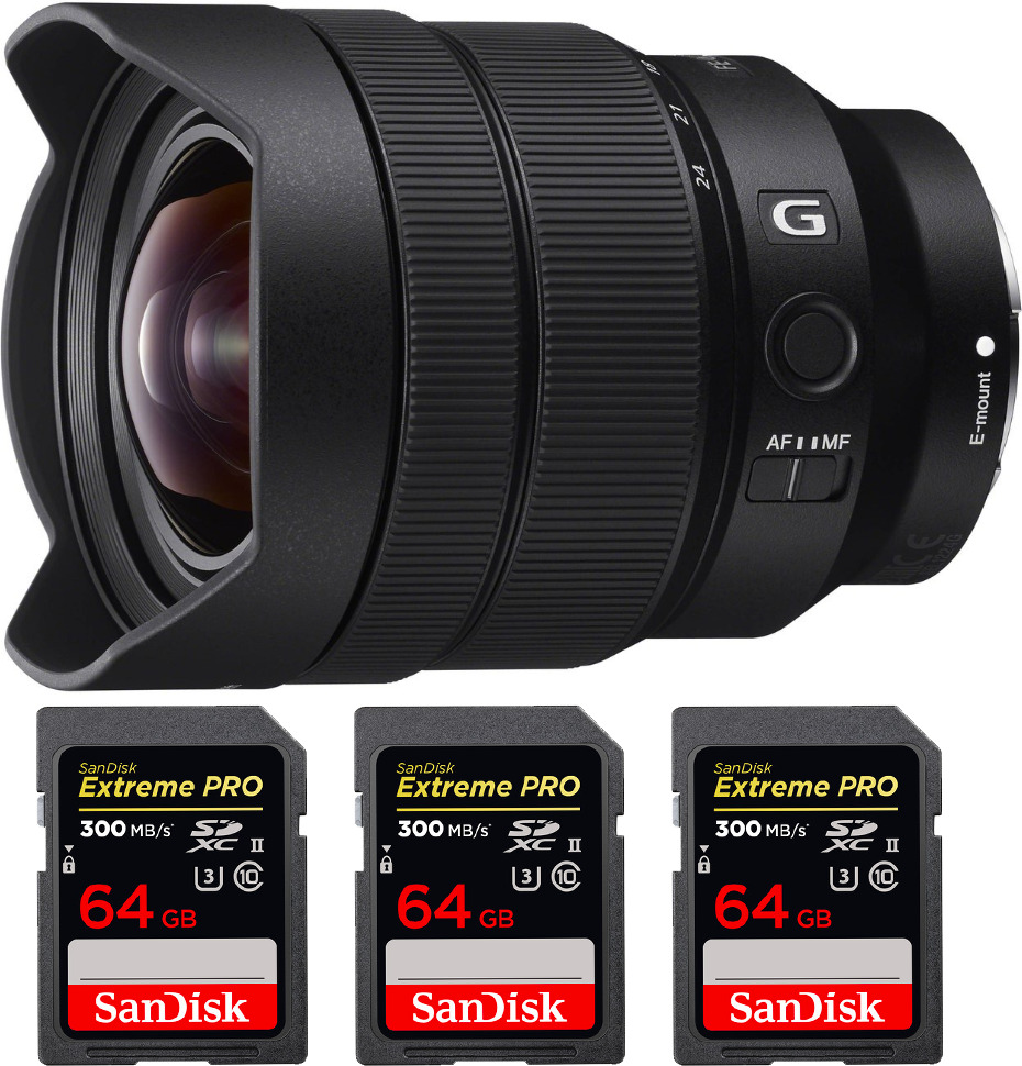 Sony FE 12-24mm f/2.8 GM + 3 SanDisk 64GB Extreme PRO U