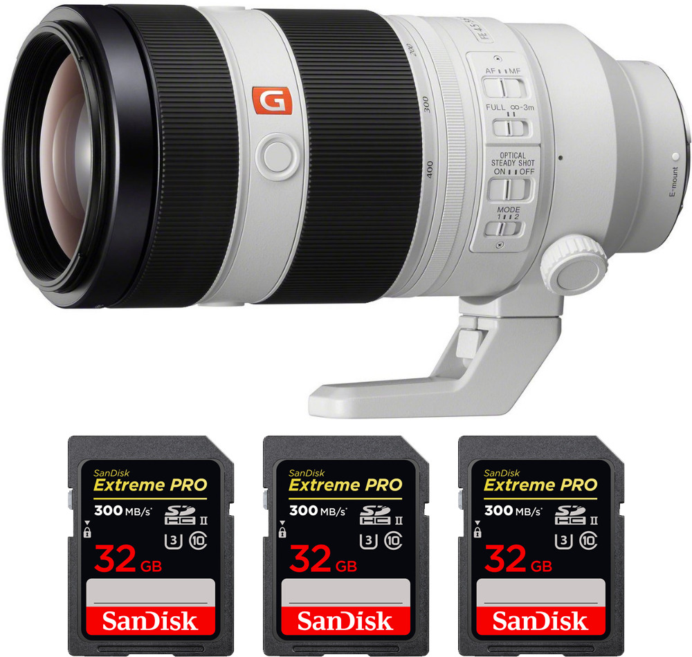 Sony FE 100-400mm f/4.5-5.6 GM OSS + 3 SanDisk 32GB Ext
