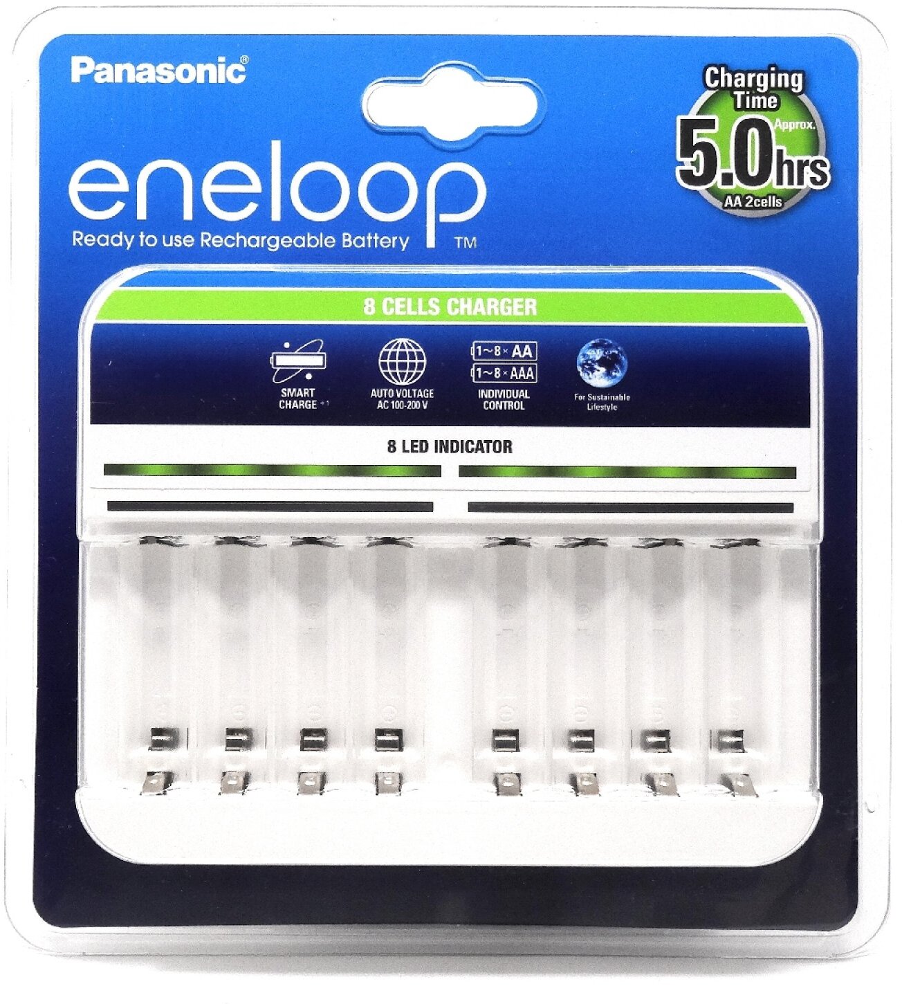 Panasonic Cargador eneloop BQ-CC63 para Pilas Recarg. 1-8 Ni