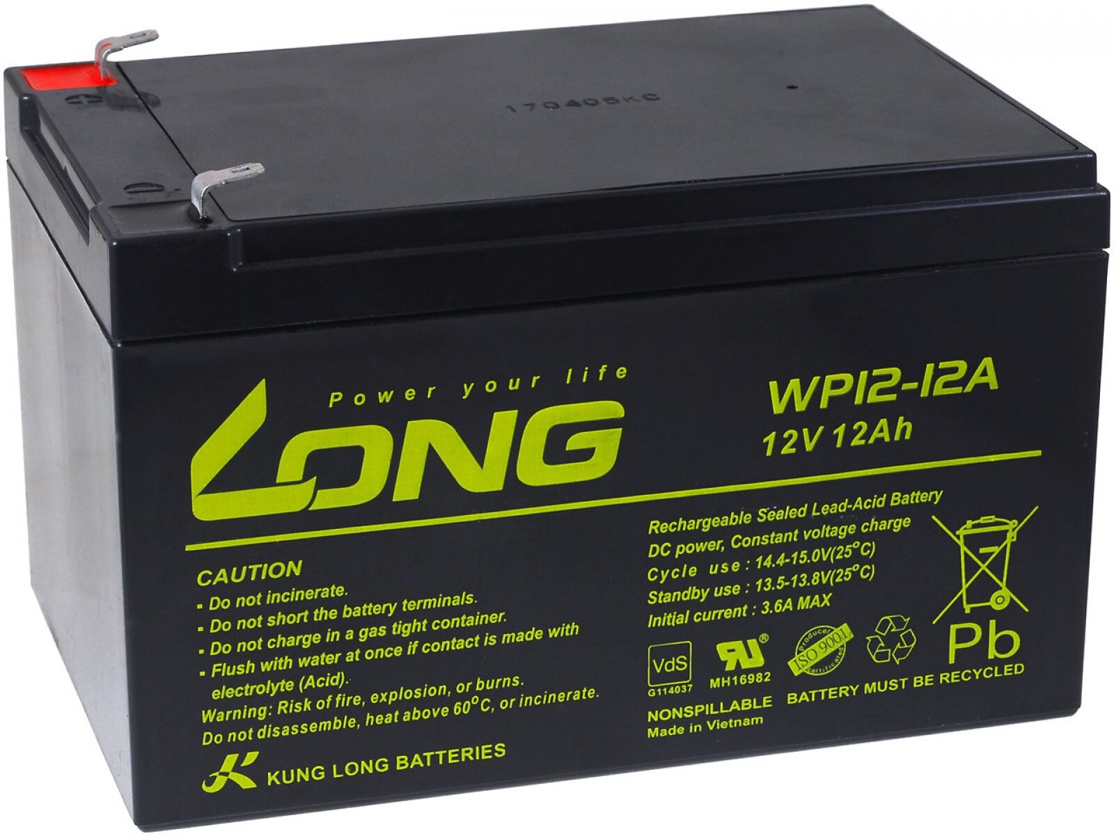 Kunglong Batería Plomo para ebike bicicleta 12v 12ah de powery