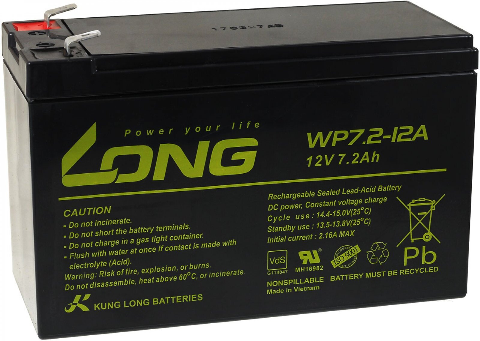 POWERY KungLong Batería de Reemplazo para SAI APC Smart-U