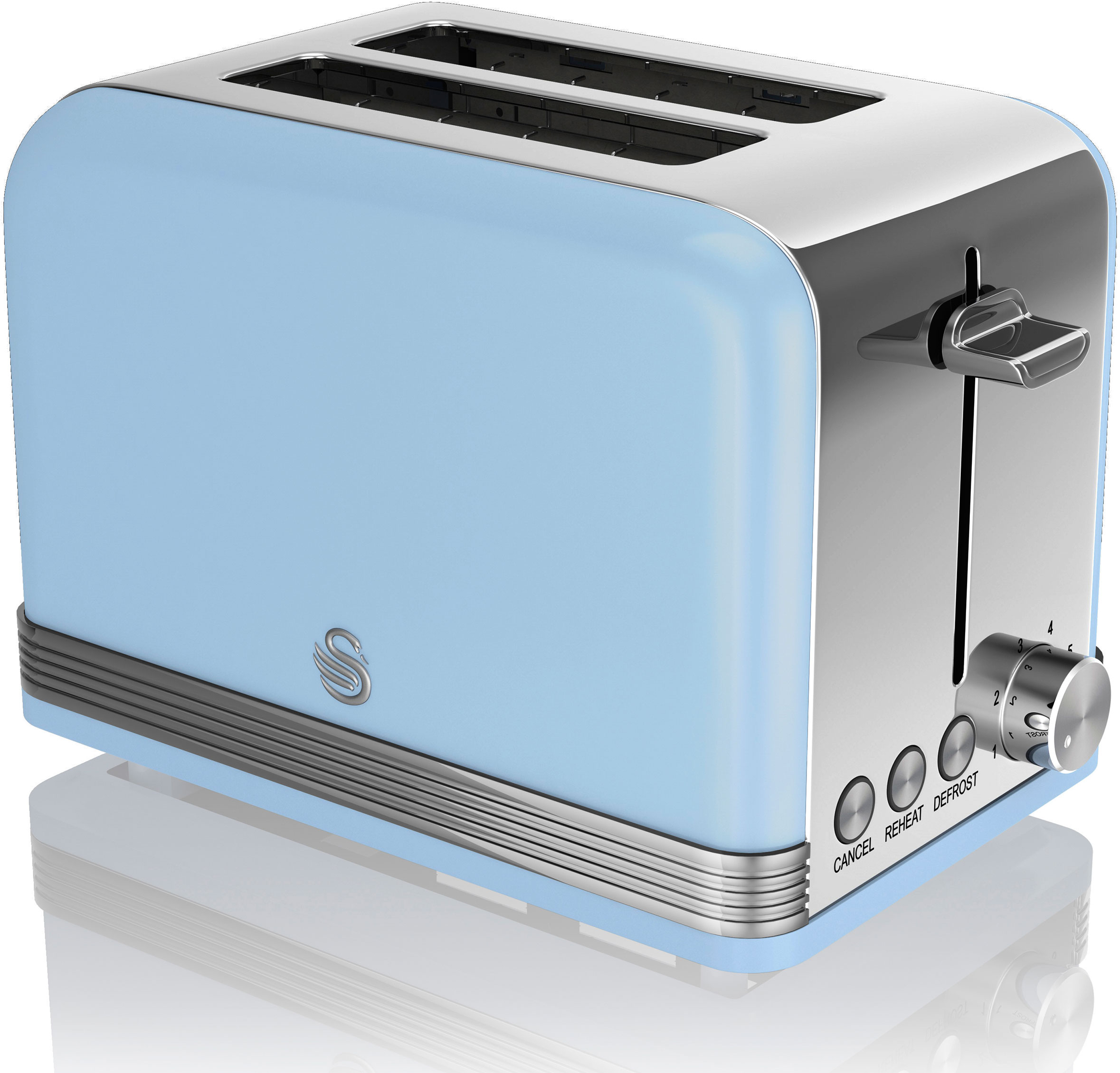 SWAN ST19010BLN Retro Tostadora Pan Ranura Ancha 2 Reba