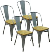 Red deco Juego de 4 sillas de comedor Style industriel GAST