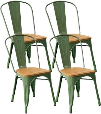 Red deco Conjunto de 4 sillas de comedor Style industriel G