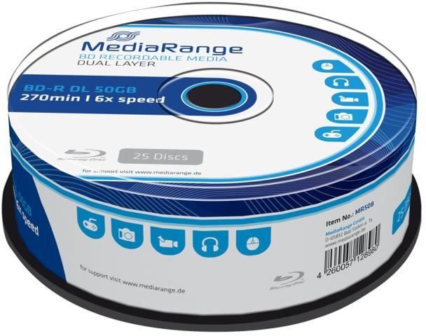 MEDIARANGE MediaRange 25x BD-R 50GB eje 6x