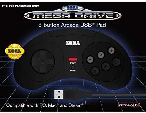 Just for Games Retrobit SEGA Mega Drive controlador con cable neg