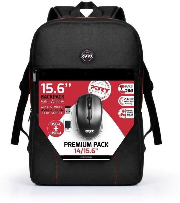 Port Designs Mochila para portátil + ratón inalámbrico USB A y