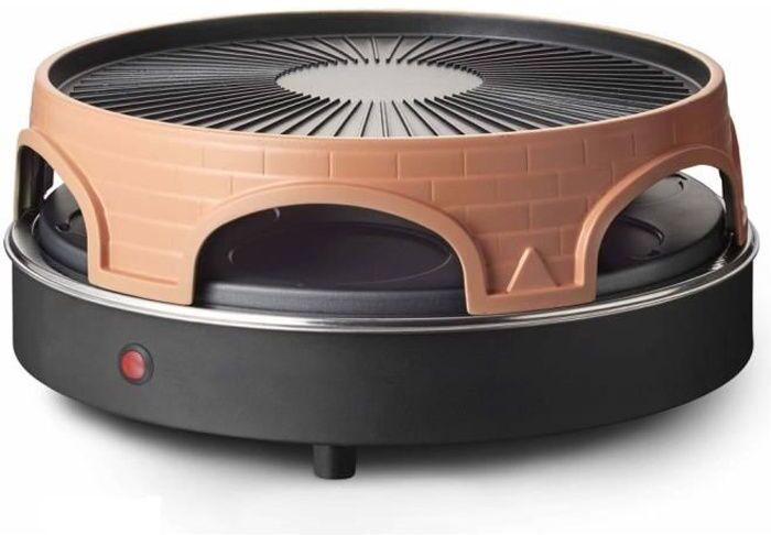 Emerio Po113255.4 Horno para raclette grill con cubierta piedra terracota 6 comensales pizzarette original 1500w y 1500