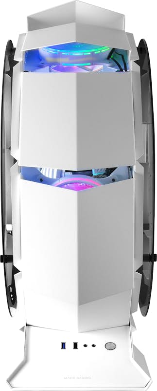 Mars Gaming MCORB Blanco Caja PC Gaming Micro-ATX XL Diseño Circular Custom  Doble Cristal Templado