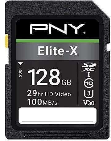 PNY Tarjeta Elite-X SDXC 128GB Clase 10 UHS-I U3 100MB