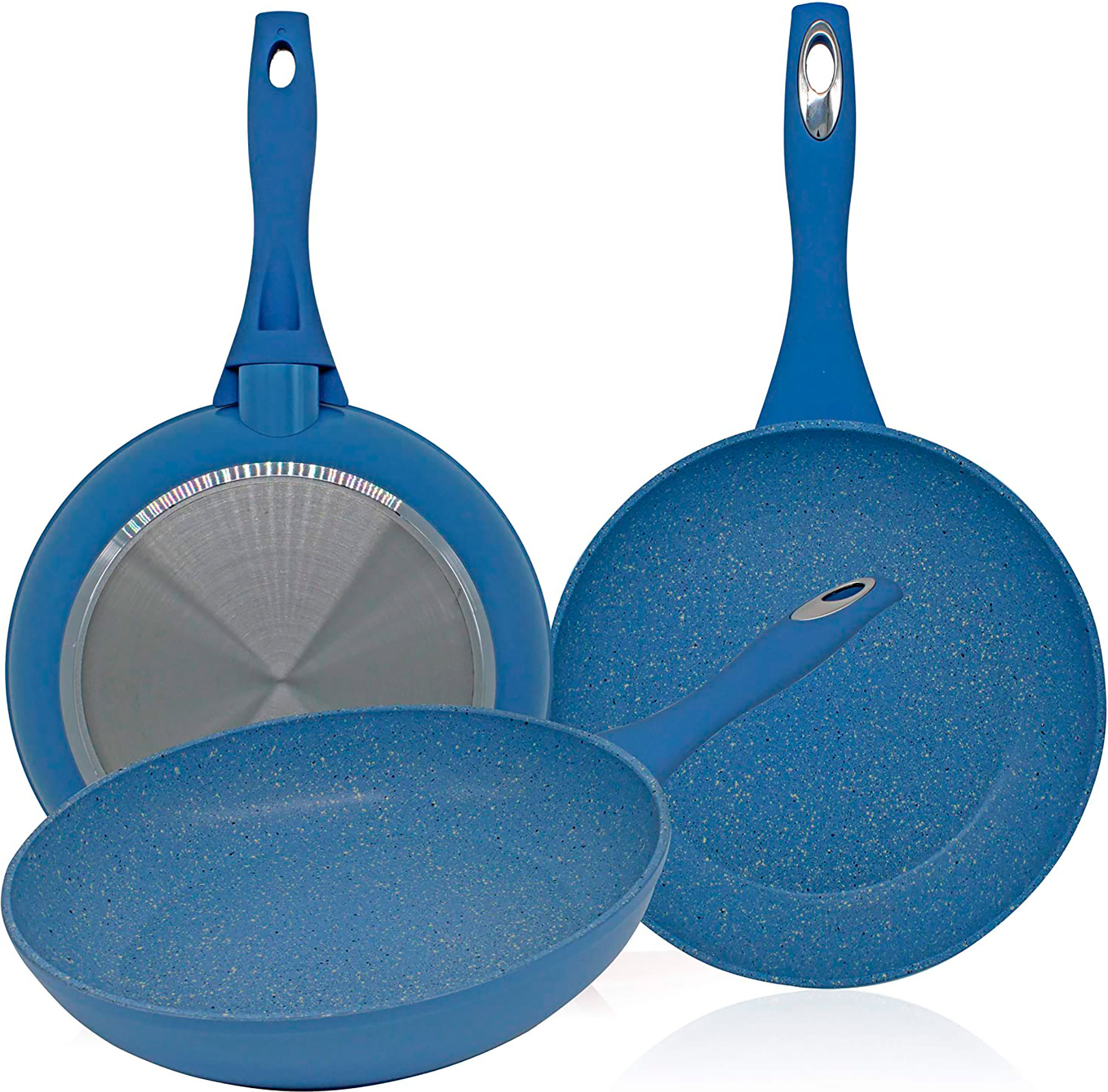 Set 3 Sartenes 202428 cm aluminio forjado antiadherente piedra sin pfoa azul callaway de juego gas 202428cm apta para todas