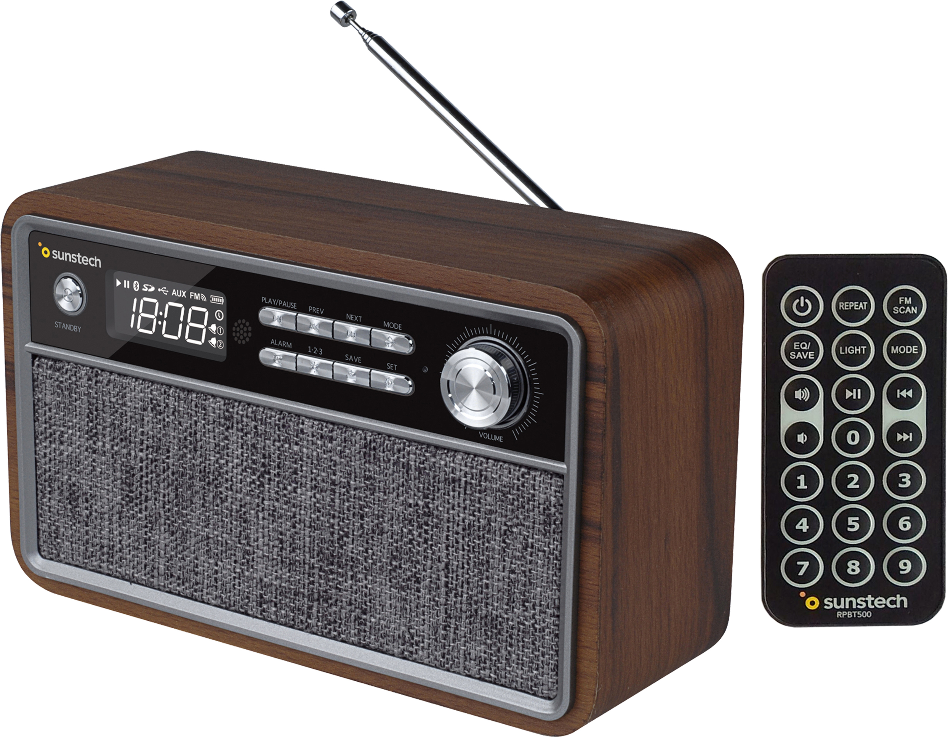 Sunstech Sunstech RPBT500 Portátil Digital Negro, Madera