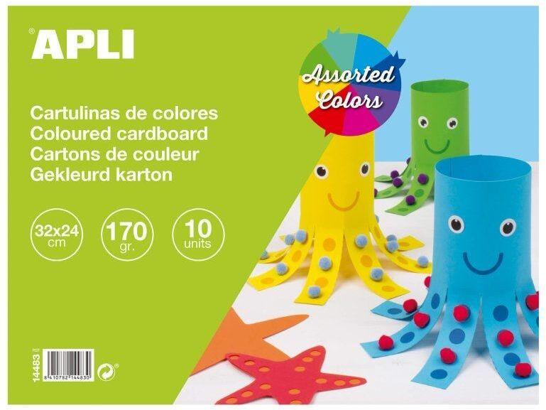 Apli Bloc de Cartulinas 14483/ 10 Hojas/ Colores Surtid