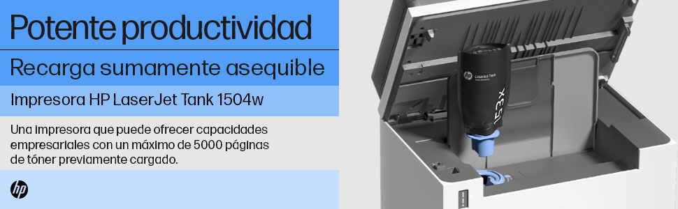 HP HP LaserJet Impresora Tank 1504w, Blanco y negro,