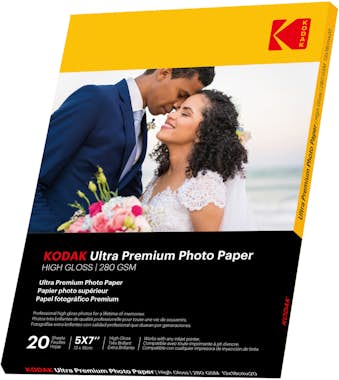 KODAK - 20 hojas de papel fotográfico 280g/m², brillante