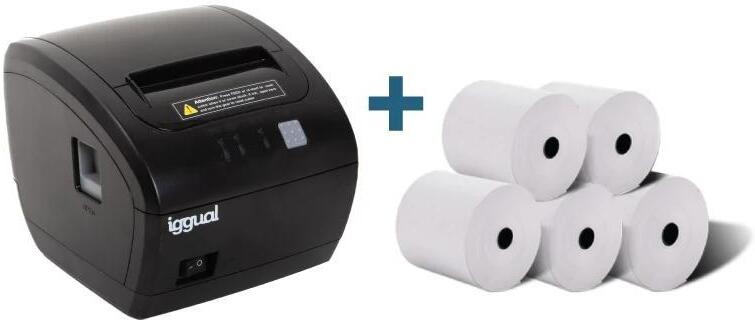 iggual Kit impresora térmica TP7001 + 5 rollos