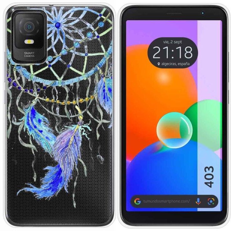 Tumundosmartphone Funda Silicona Transparente TCL 403 Plumas