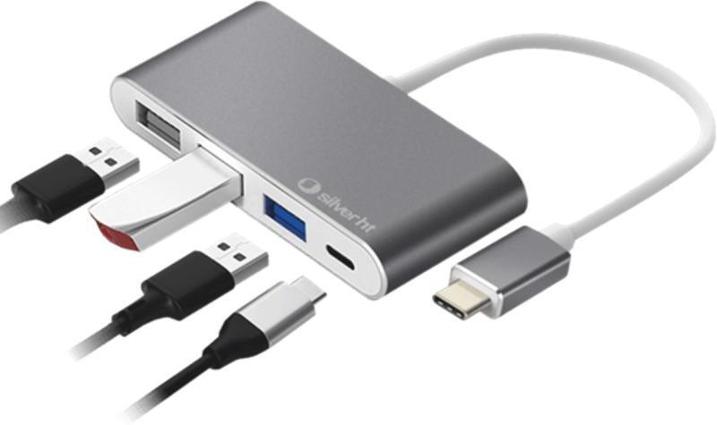 Silver HT Hub logan usb tipo c silver ht 4 en 1 - 2 usb 2.0