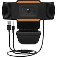 Webcam USB + Jack 35mm, Resolución 1080P Micro Omnidireccional Negro